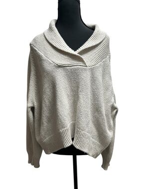 Cordera Relaxed Cream Shawl-Collar Knit Sweater